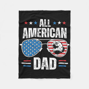 All American Dad 4th Of July Father's Day Sungles  Fleece Blanket