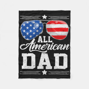 All American Dad 4th Of July Father's Day Sungles  Fleece Blanket