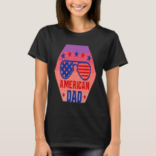 All American Dad 4th Of July Retro Sunglasses Us F T-Shirt