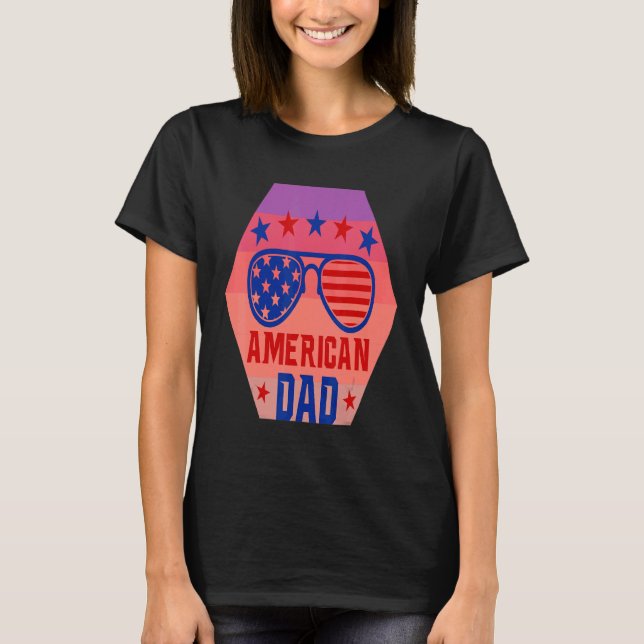 All American Dad 4th Of July Retro Sunglasses Us F T-Shirt (Front)