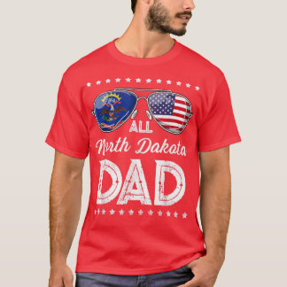 All American Dad Father's Day North Dakota 4th Of  T-Shirt