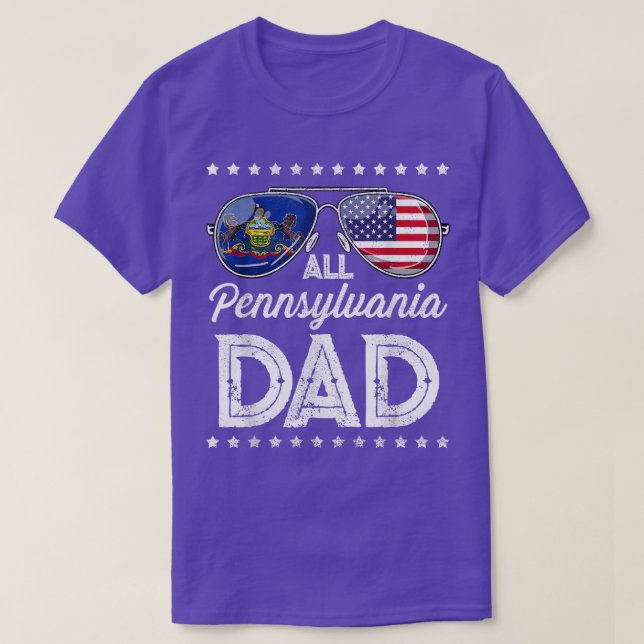 All American Dad Father's Day Pennsylvania 4th Of  T-Shirt (Design Front)