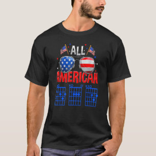 All American Dad Guitarist 4th Of July Us Flag Sun T-Shirt