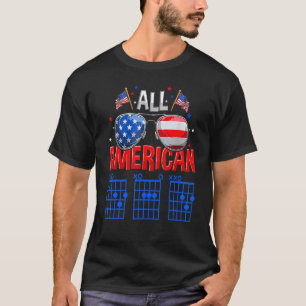 All American Dad Guitarist 4th Of July Us Flag Sun T-Shirt