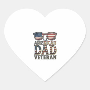 All American Dad Veteran Patriotic Sunglasses Shir Heart Sticker