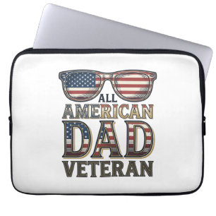 All American Dad Veteran Patriotic Sunglasses Shir Laptop Sleeve