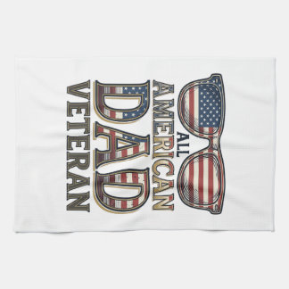 All American Dad Veteran Patriotic Sunglasses Shir Tea Towel