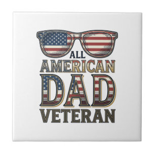 All American Dad Veteran Patriotic Sunglasses Shir Tile