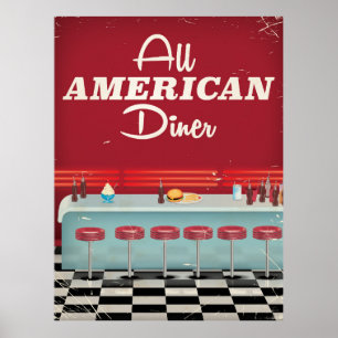 All American Diner Retro Poster