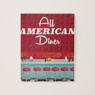 All American Diner Retro Poster Jigsaw Puzzle