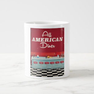All American Diner Retro Poster Large Coffee Mug