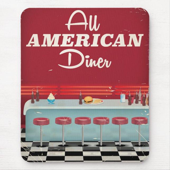 All American Diner Retro Poster Mouse Mat (Front)