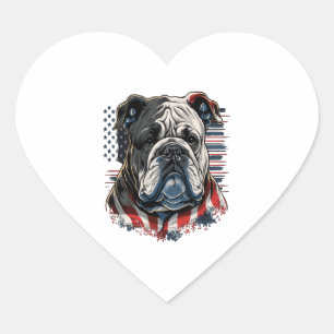 ALL AMERICAN DOG-lovers english bulldog 3 Heart Sticker