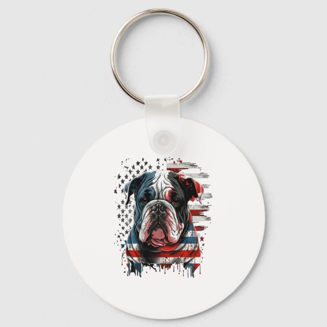 ALL AMERICAN DOG-lovers english bulldog  Key Ring (Front)
