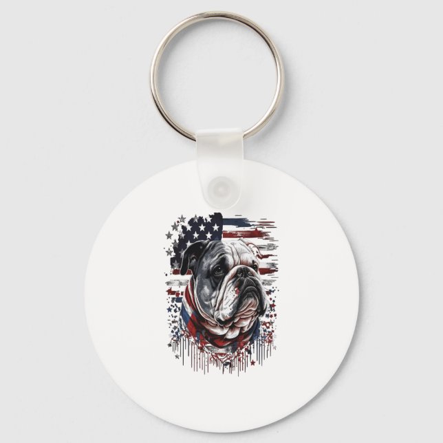 ALL AMERICAN DOG-lovers english bulldog  Key Ring (Front)