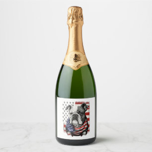 ALL AMERICAN DOG-lovers english bulldog  Sparkling Wine Label