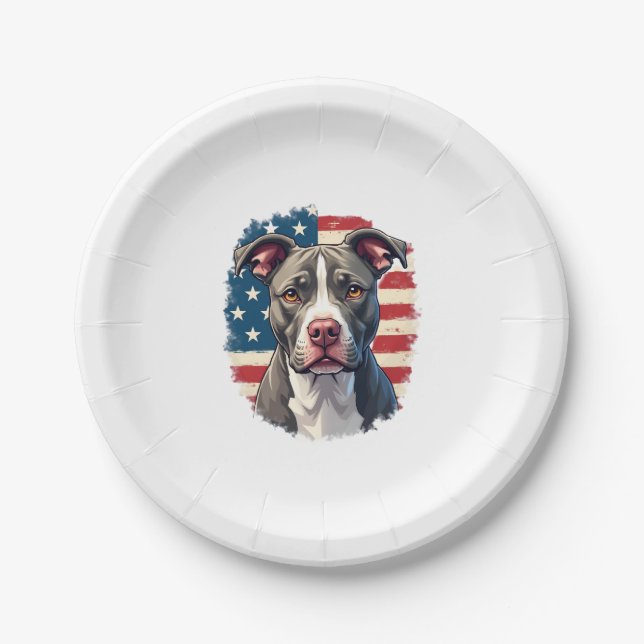 ALL AMERICAN DOG-lovers pit bul (1) Paper Plate (Front)