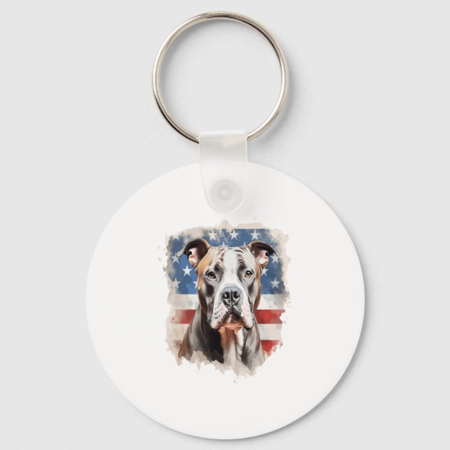 ALL AMERICAN DOG-lovers pit bull  Key Ring (Front)
