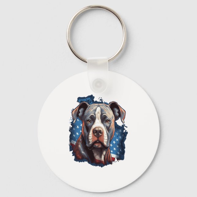 ALL AMERICAN DOG-lovers pit bull  Key Ring (Front)