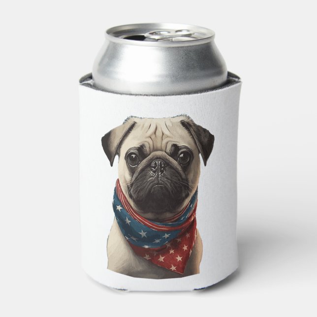 ALL AMERICAN DOG-lovers Pug  Can Cooler (Can Front)