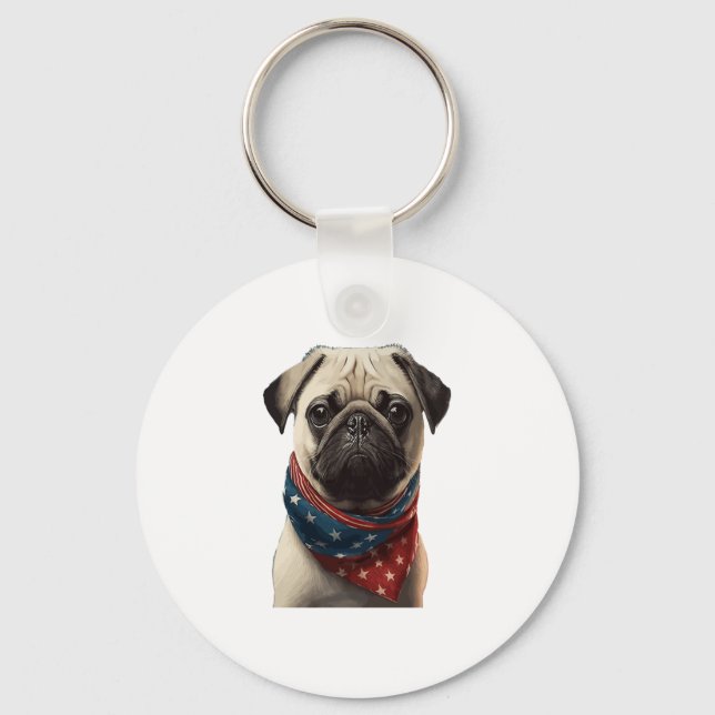 ALL AMERICAN DOG-lovers Pug  Key Ring (Front)