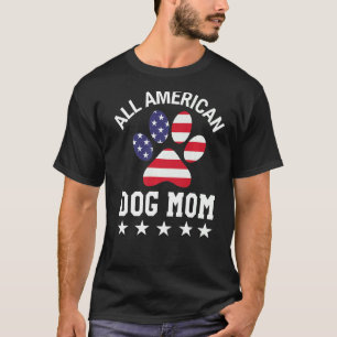 All American Dog Mum American Flag Paw Dog Paw T-Shirt