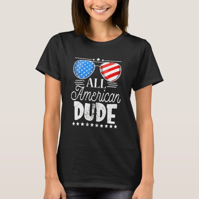 All American Dude 4th Of July Boys Kids Sunglasses T-Shirt (Front)