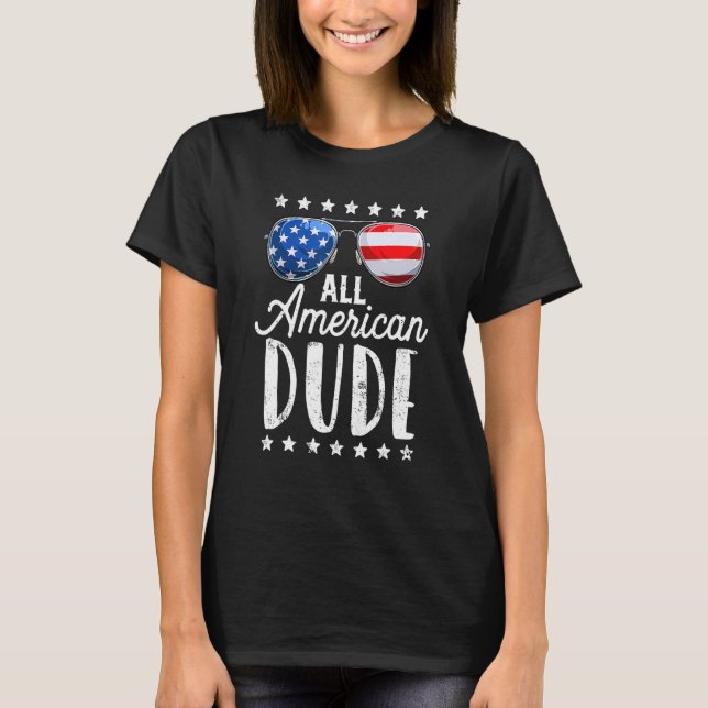 All American Dude 4th Of July Boys Kids Sunglasses T-Shirt (Front)
