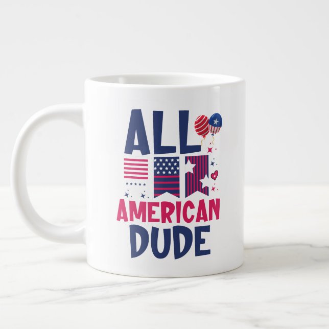 All American Dude-96993 Large Coffee Mug (Left)