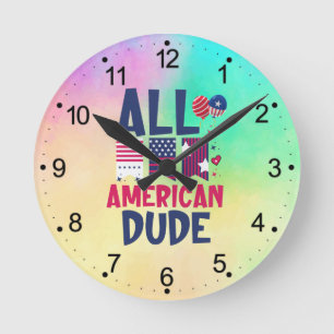 All American Dude-96993 Round Clock
