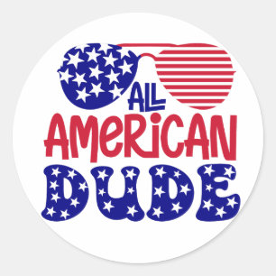 All American Dude Classic Round Sticker
