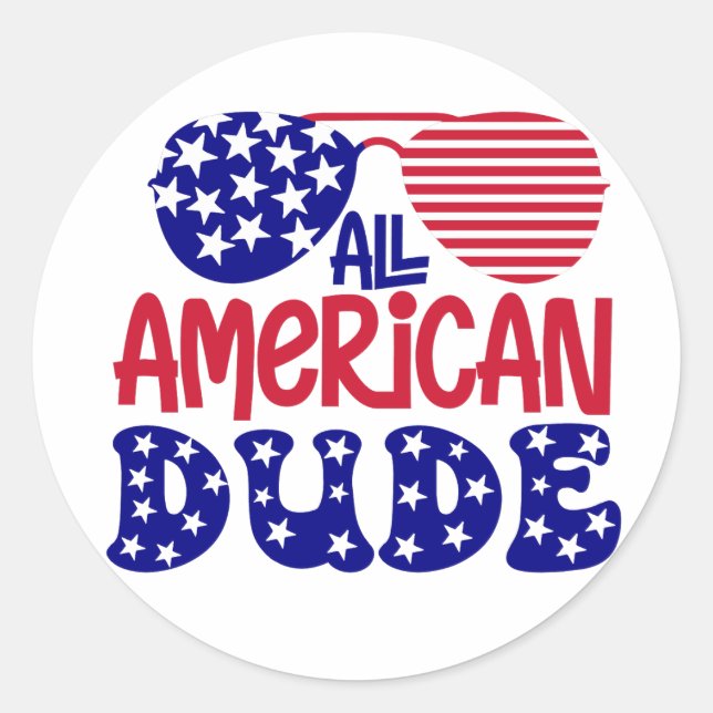 All American Dude  Classic Round Sticker (Front)