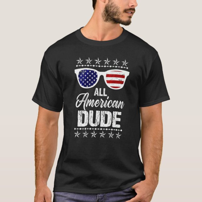 All American Dude Outfit 4th Of July Boys Kids Sun T-Shirt (Front)
