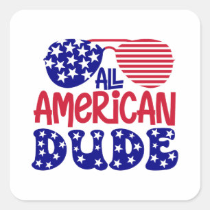 All American Dude Square Sticker