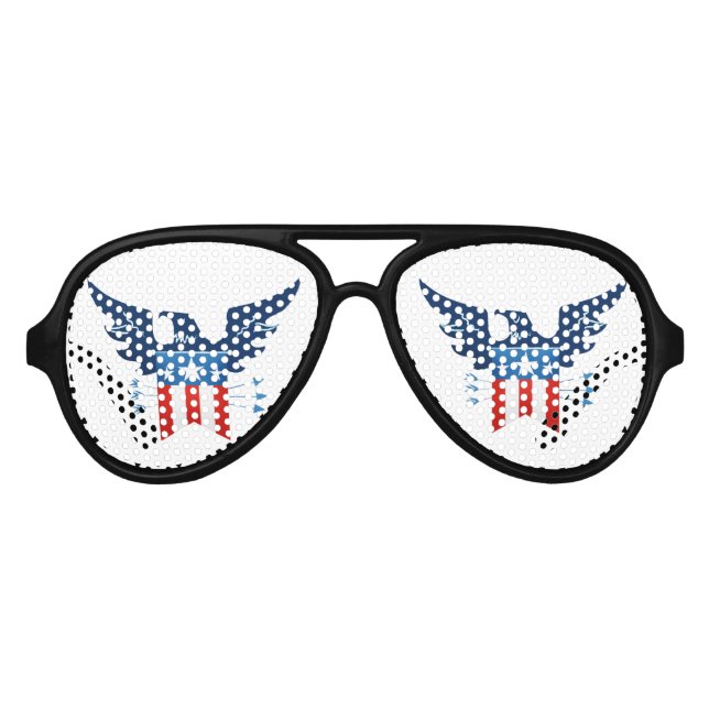 All American Eagle & Flag Patriotic Aviator Sunglasses (Front)