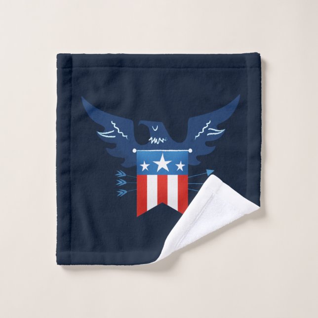 All American Eagle & Flag Patriotic Bath Towel Set (Wash Cloth)