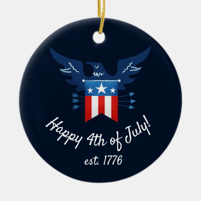 All American Eagle & Flag Patriotic Ceramic Tree Decoration (Front)