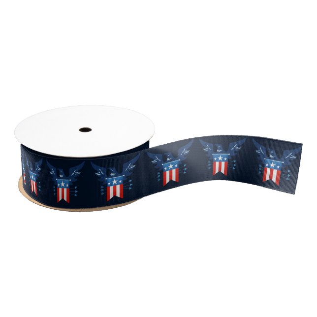 All American Eagle & Flag Patriotic Grosgrain Ribb Grosgrain Ribbon (Spool)