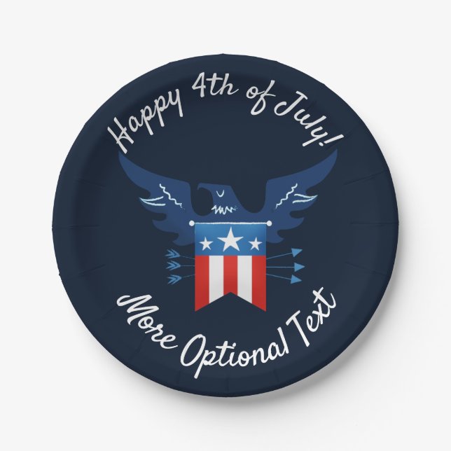 All American Eagle & Flag Patriotic Paper Plate (Front)