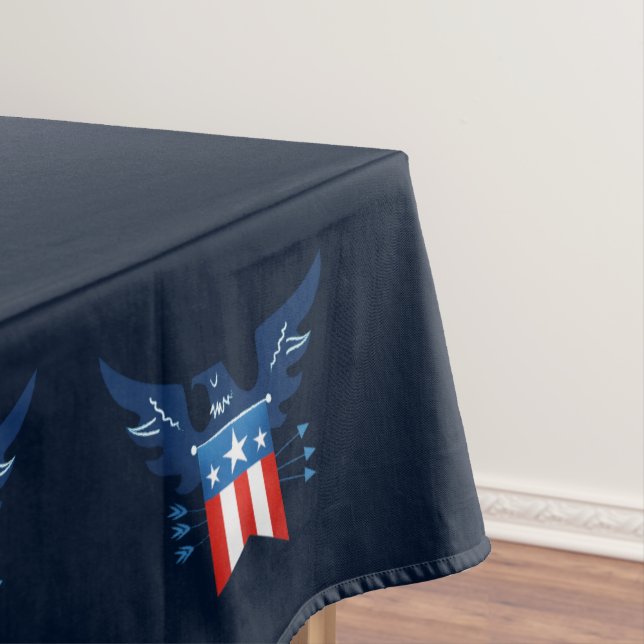 All American Eagle & Flag Patriotic Tablecloth (In Situ)