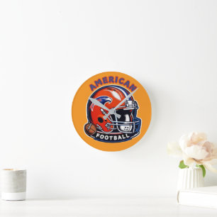 All-American Game Day Vibes – Vintage Helmet Style Round Clock