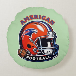 All-American Game Day Vibes – Vintage Helmet Style Round Cushion