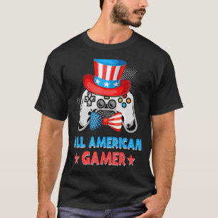 All American Gamer 4th Of July Video Game Us Flag T-Shirt