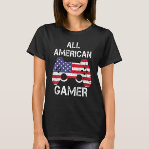 All American Gamer Us Flag Video Games 4th July Fo T-Shirt