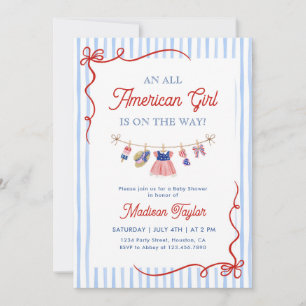 All American Girl 4th July Baby Shower Invitation