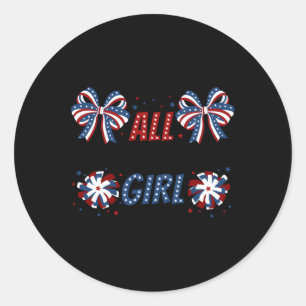 All American Girl 4th July Coquette Bows American Classic Round Sticker