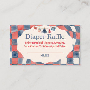 All American Girl 4th of July Baby Diaper Raffle  Enclosure Card