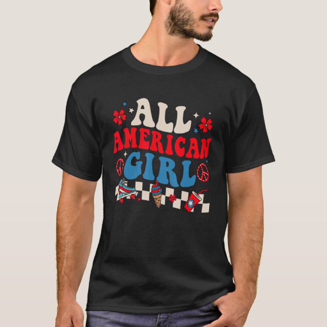 All American Girl 4th Of July Family Matching Retr T-Shirt (Front)