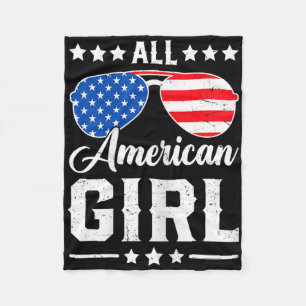 All American Girl 4th Of July Funny Patriotic Usa Fleece Blanket