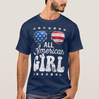 All American Girl 4th of July Tee Cute Girls Kids 